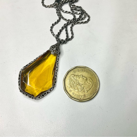 Art Deco Sterling Silver Large Pendant Necklace - Picture 3 of 12